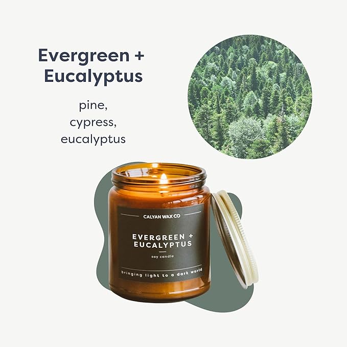 Calyan Wax Co. Masculine Scented Candle Gift Set - 3 Scented Candles - 57 Hour Burn - Luxury Non Toxic Soy Wax Candles - Long Lasting Amber Glass Jar Candle for Home - 7.2oz