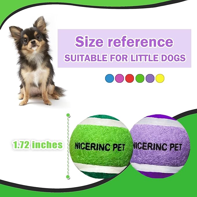 X-Small Dog Tennis Balls Dog Toys Ball 1.72" Pack of 12, Fit Ball Launchers