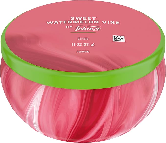 Febreze Scented Candle, Sweet Watermelon Vine Scent, 11 oz 4 Wick Candle, Single Pack