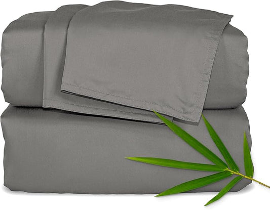 Pure Bamboo Full Sheets, Genuine 100% Organic Viscose Derived from Bamboo Bed Sheet Set, Luxuriously Soft & Cooling, Double Stitching, 2 Year Quality Promise (Full, Graphite)