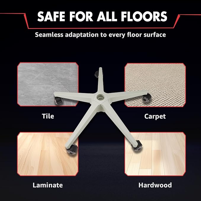 Sytopia 28" Office Chair Base Replacement with Wheels, Set of 5, 2600 lbs Heavy Duty Desk Chair Base, Smooth & Quiet Casters, Grey