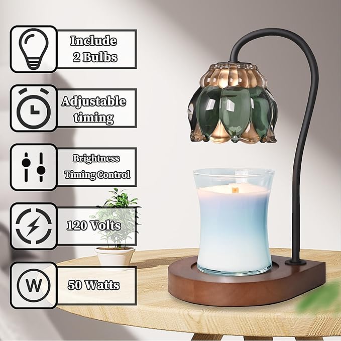 Candle Warmer Lamp Christmas Gifts - Birthday Gifts for Women Mom, Compatible with All Jar Candles, Wax Melt for Candle Home Decor, Modern Farmhouse Decor, Candle Warmer Timer DarkGreen