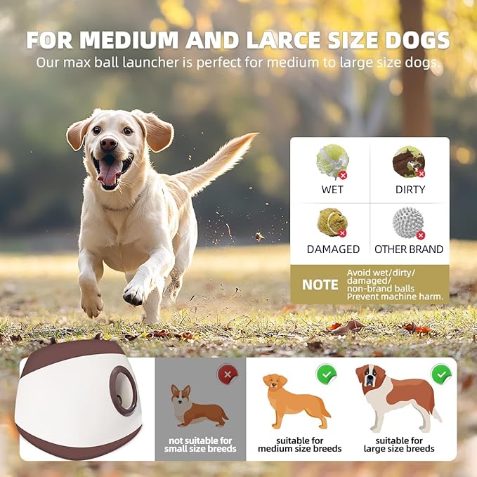 AutoDog Ball Launcher - Large Silent Dog Ball Thrower with Remote Control, 3 Adjustable Distances (40t/60ft/80ft), Rechargable,Includes 6 Durable 2.5" Balls for Medium/Large Dogs (Grass green, Large)