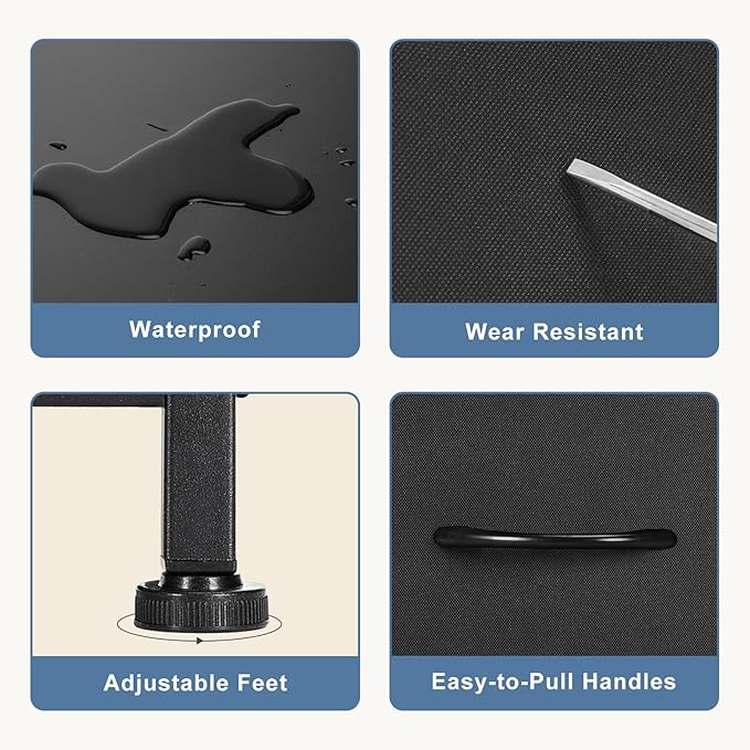 DUMOS Nightstand with 4 Drawers Bedside Table with Removable Fabric Bins Sturdy Steel Frame Wood Top Organizer Furniture for Bedroom Closet Living Room