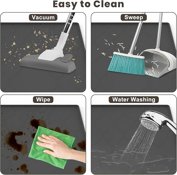 Cat Mat for Litter Box, 38" X 26" Large Silicone Cat Litter Trapping Mat, Easy Clean for Scatter Control, Soft on Kitty Paws, Waterproof, Urine-Proof, Non-Slip Kitty Litter Mat for Floor, Black