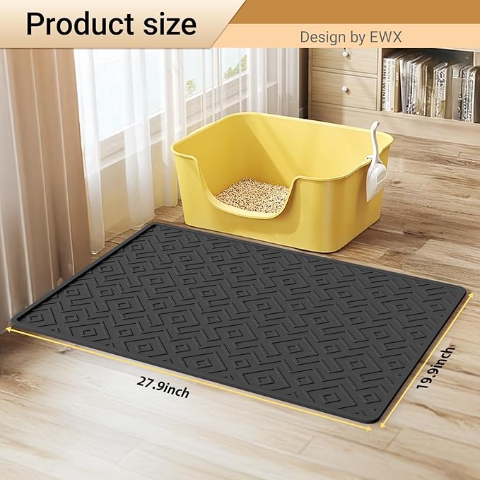 Cat Litter Mat 28"x20" – Large Silicone Litter Trapping Mat, Waterproof, Non-Slip, Easy to Clean, Soft & Durable Floor Mat for Cats & Pets