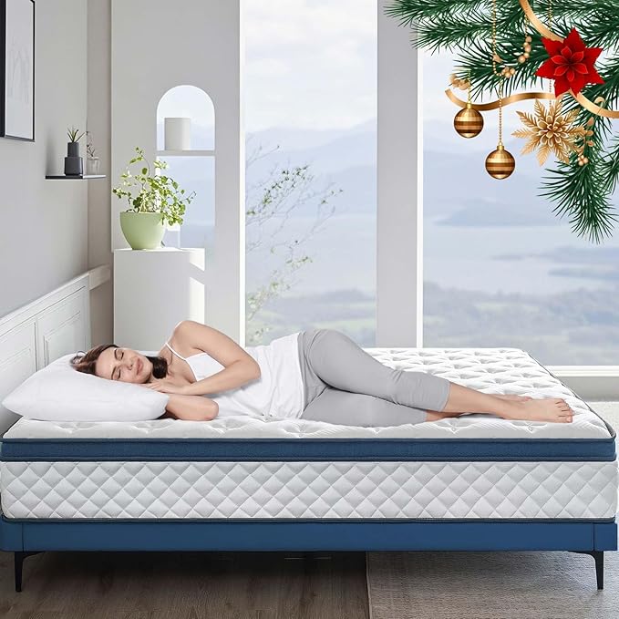 Queen Mattress, 12 Inch Medium Firm Hybrid for Queen Size Bed, Memory Foam Mattress in a Box for Pressure Relief, Individual Pocket Spring-Motion Isolation with Edge Support, CertiPUR-US