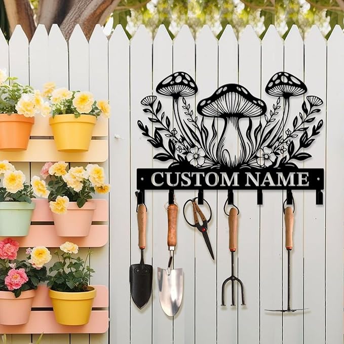 Customized Keys Holder - Personalized Mushroom Wonderland Key Hooks Wall Metal Sign Decor,Wall Holder,Door Hook (Style A)