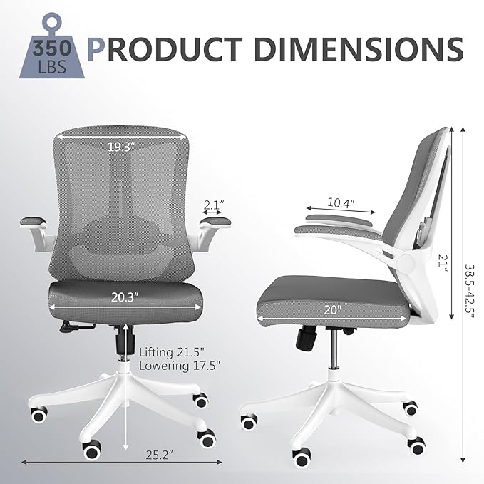 Mesh Office Computer Desk Managerial Executive Chair, Ergonomic High Back Comfy Swivel Gaming Home Chairs with Wheels, Comfortable Lumbar Support, Comfy Arms for Study,Home,Bedroom