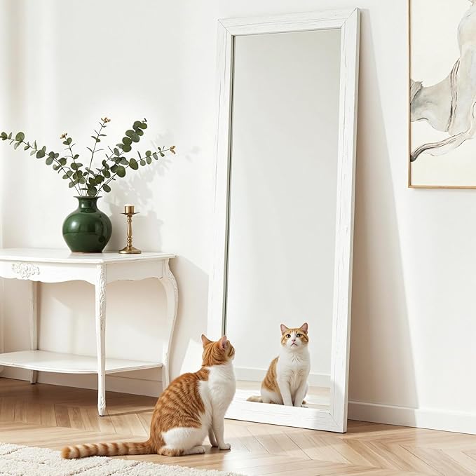 Yumyolk Full Length Mirror Large 72"x32" Floor Standing Mirror for Bedroom Living Room Hanging Wall-Mounted White