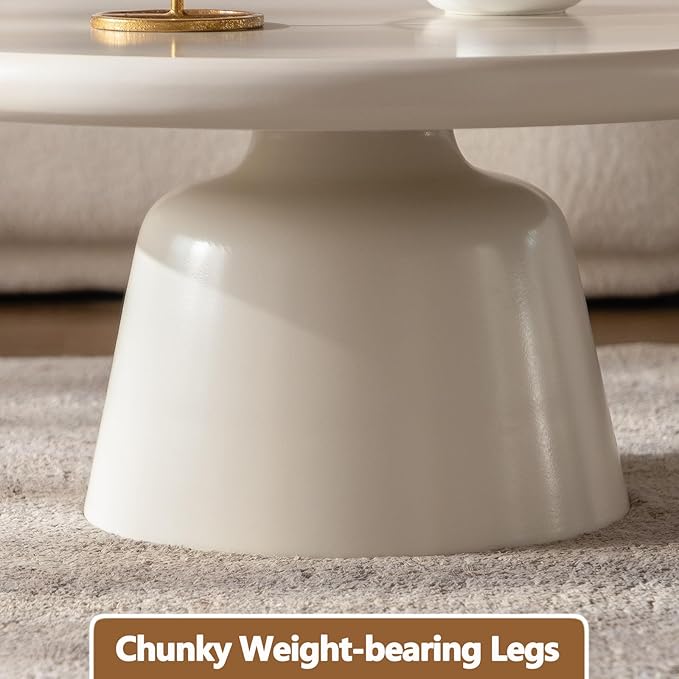 Cloud Coffee Table Modern Cute Coffee Tables Irregular Simple Tea/Center Table for Small Space End Table for Living Room, Home Office, Indoor (White Round-D31.5")