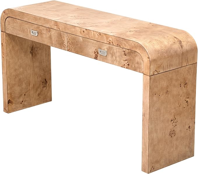 Merax Entryway Console Table, with 2 Storage Drawers, Retro Style/Wood Frame/Behind Couch & Sofa, Natural Brown