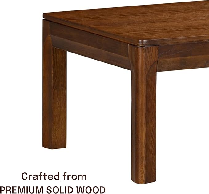 NTC Flow Modern Wooden Rectangle Coffee Table with Hidden Drawer – Waterproof & Heat Resistant, Dark Walnut