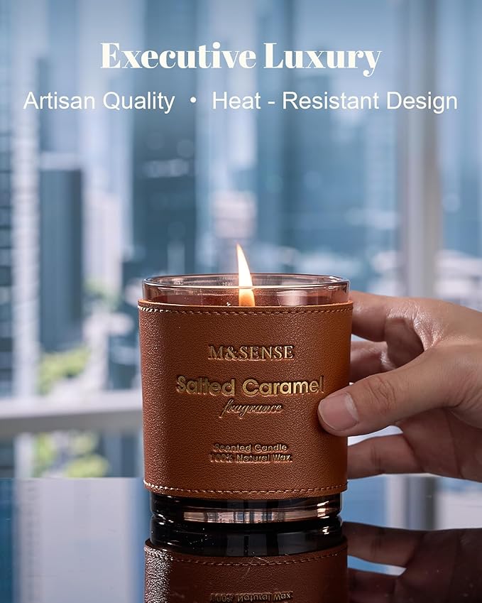 M&SENSE Cinnamon Tobacco Scented Candles,Vegan Soy Wax Candle,10oz 42-Hour Slow Burning Time,No Toxin Naturally Scented Fall Winter Home Fragrance for Stress Relief, Thanksgiving Christmas Gifts