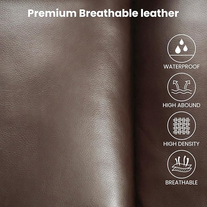 PARKOL Dual Motor Power Lift Recliner Chair for Elderly, 180-Degree Infinite Position Lay Flat Leather Recliner Chairs, with Massage and Heating, USB & Type-C Port and Remote (Brown, Medium)