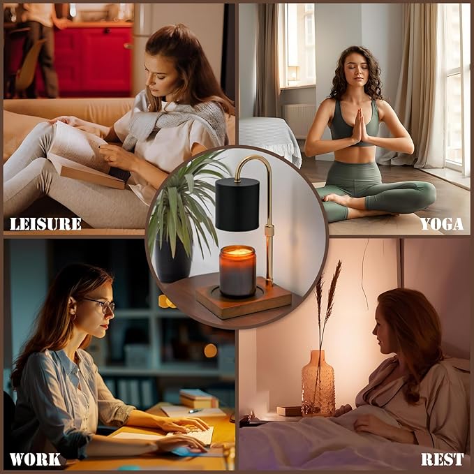 Candle Warmer Lamp Timer for Women Mom, House Warming Gifts New Home Decor, Modern Farmhouse Decor, Candle Warmer for All Jar Candles with 2 Bulb BlackGold