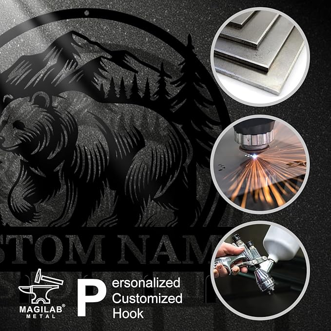 Personalized Custom Name Bear Key Wall Hooks,Metal Bear Keys Clothes Hooks,Metal Bear Wall Home Storage Decorative,For Front Door, Hallway, Kitchen, Bedroom,Keys,Hats (Style P)