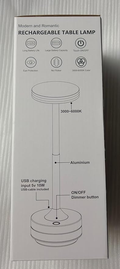 Hapfish Rechargeable Cordless Table Lamps, 5000mAh Battery Operated Lamp, 3 Color Modes, Dimmable, LED Table Lamps for Living Room,Outdoor, Dinner,Patio,Restaurant– Gold