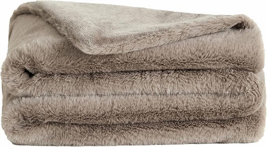 UnHide Lil’ Pet Marsh – Faux Fur Pet Blanket – Extra Soft, Lightweight, Washable Dog Blanket – Comfort and Protection for Couch, Crate, or Bed – Taupe Ducky 34 x 44