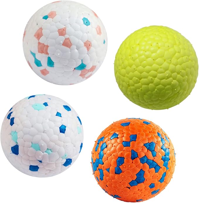 Indestructible Floating Bouncy Dog Balls for Small Breed Puppies - Lightweight, Durable, Odourless - 2.5" (4 Pack)