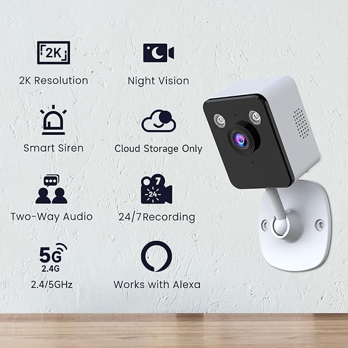 2K Cameras for Home Security Indoor, 2.4 & 5Ghz WiFi Baby/Pet Camera with Phone App, Night Vision, Motion Detection, Two-Way Audio, Smartphone Control Inside Cameras for House