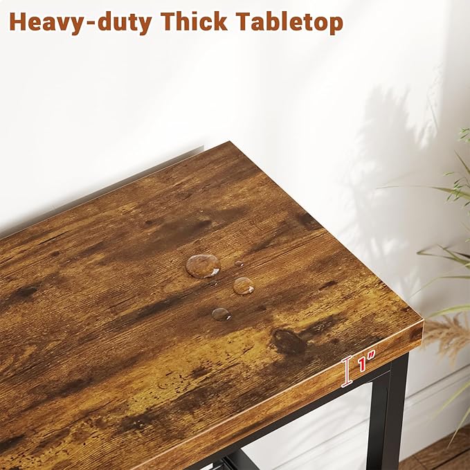 32" Small Console Table with Storage, Narrow Entryway Table, Sofa Table for Living Room, Sturdy 3-Tier Console Tables for Living Room, Hallway, Foyer & Bedroom, Rustic Brown