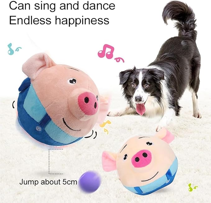Active Moving Pet Plush Toy Interactive Dog Toys, Squeaky Moving Dog Ball Toy, Washable Cartoon Pig Plush Sound Electronic Dog Toy, Shake Bounce Boredom Talking Toys for Dog Pets Cats1