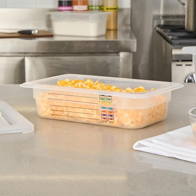 Restaurantware Food Pans Pack of 10 Plastic Rectangle Food Containers 1/4 Size with Traceability Label, Storage Containers Dishwashable Hot Cold Friendly for Restaurants Buffet Commercial Use