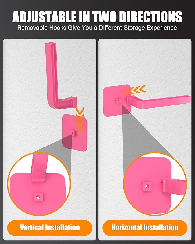 Hat Rack for Hat Storage (4-Pack), Multi-Purpose Hat Organizer, Strong Adhesive Hat Hooks for Wall Hat Organizer for Baseball Caps, Two Mounting Options Hat Hook, Rose (Color)