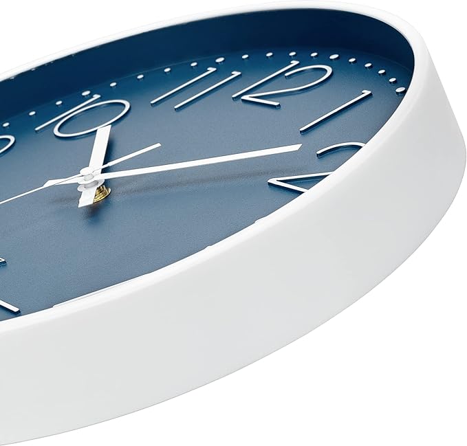 Foxtop 14 Inch Wall Clock Large Silent Non-Ticking Battery Operated Round Quartz Modern Wall Clock Decorative for Office Living Room Bedroom Kitchen Home (Cerulean)