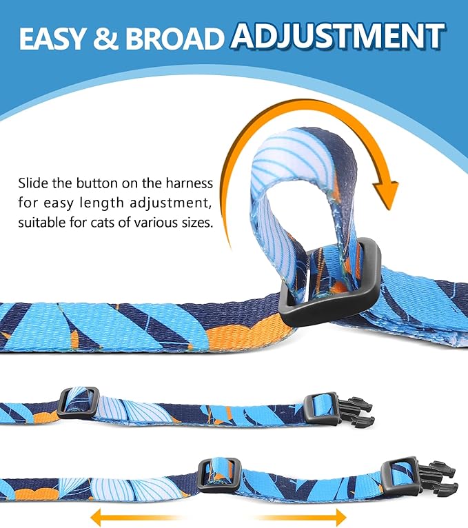 Halypet Cat Harness and Leash Set, Escape Proof [3 in 1 Adjustable & Lightweight] Cat Harness, Safe Kitten Harness for Cats Comfortable Soft, Easy to Wear, Walking Outdoor Travel, Small