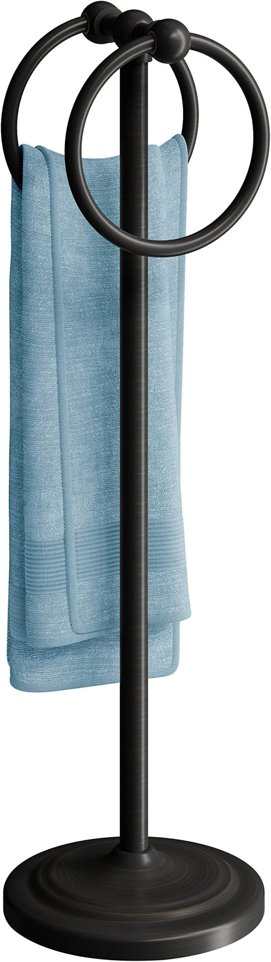 BGL Hand Towel Holder Stand for Bathroom, Hand Towel Stand for Bathroom Counter, Free Standing Towel Racks for Bathroom with Weighted Wood Base,19" High-Oil Rubbed Bronze