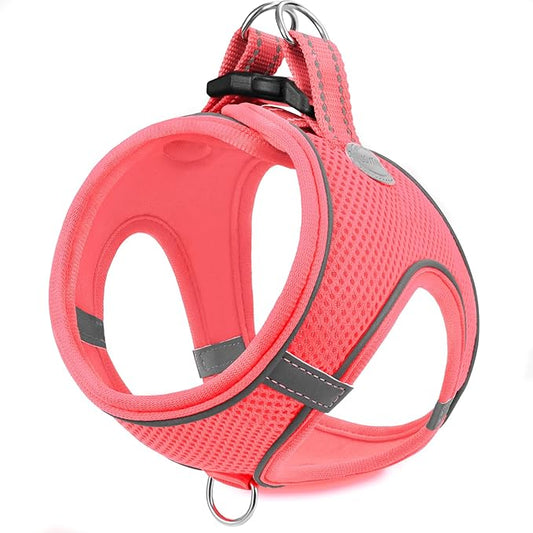 Joytale Small Dog Harness, Breathable Mesh Step-in Vest, Reflective Soft Padded Harnesses for Small and Medium Dogs, Pink, L