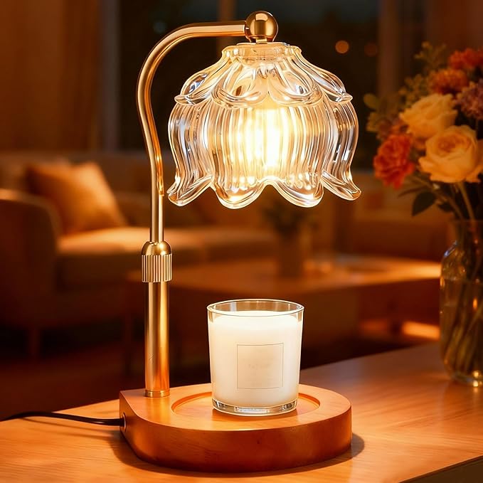 Candle Warmer Lamp with Timer Dimmer Adjustable Height, Gift for Women Mom, House Warming New Home Cozy Decor, Wax Melt Warmer for Jar Candles with 2 Bulbs