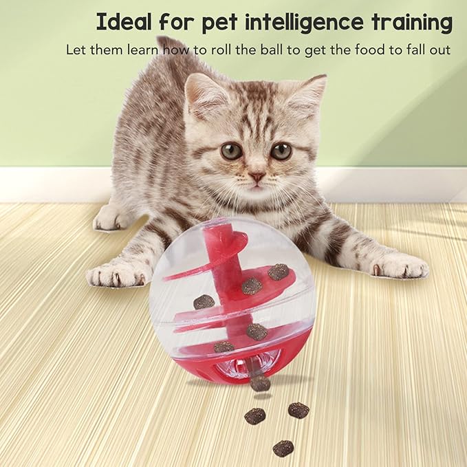Cat Treat Dispenser Toy, Adjustable Cat Puzzle Feeder, Interactive Cats Food Puzzle, Cats Balls for Indoor Kitten Training