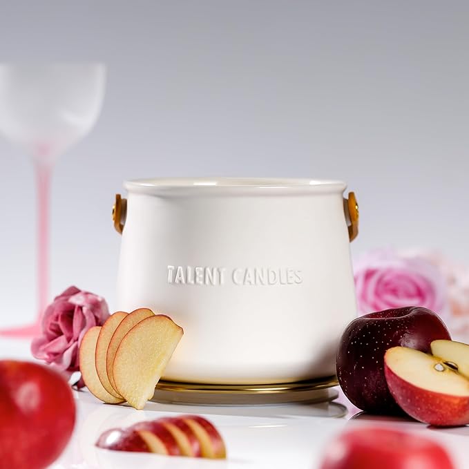 Candles for Home Scented - Scandinavian Style 3 Wick Candle - Long-Lasting Ceramic Candle Jar - Soy Candles Non Toxic with Minimalist Design - Grapefruit Rose