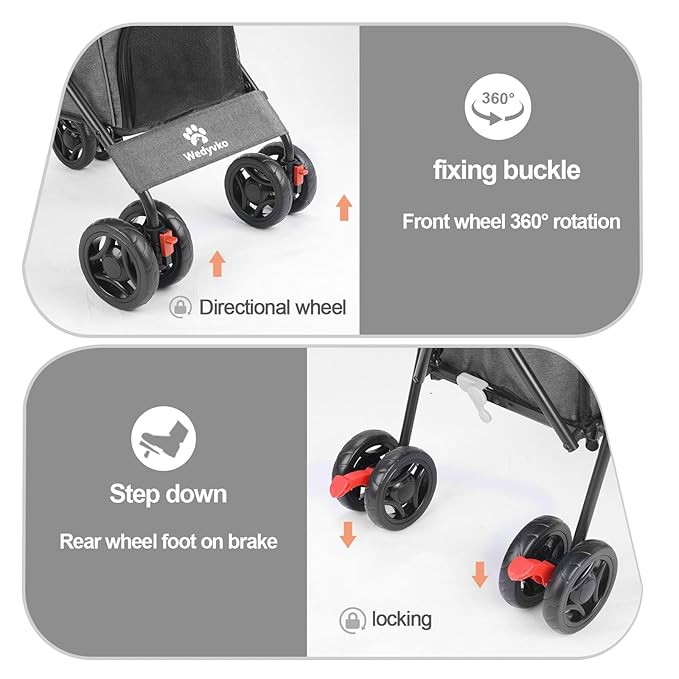 Pet Stroller for Small Dogs Medium Dogs 33lbs, Dog Pram Ultra Light - only 3.5 kg, Dog Stroller Pet Pram with 4 Wheel Foldable/Storage Basket/Cup Holder-P07