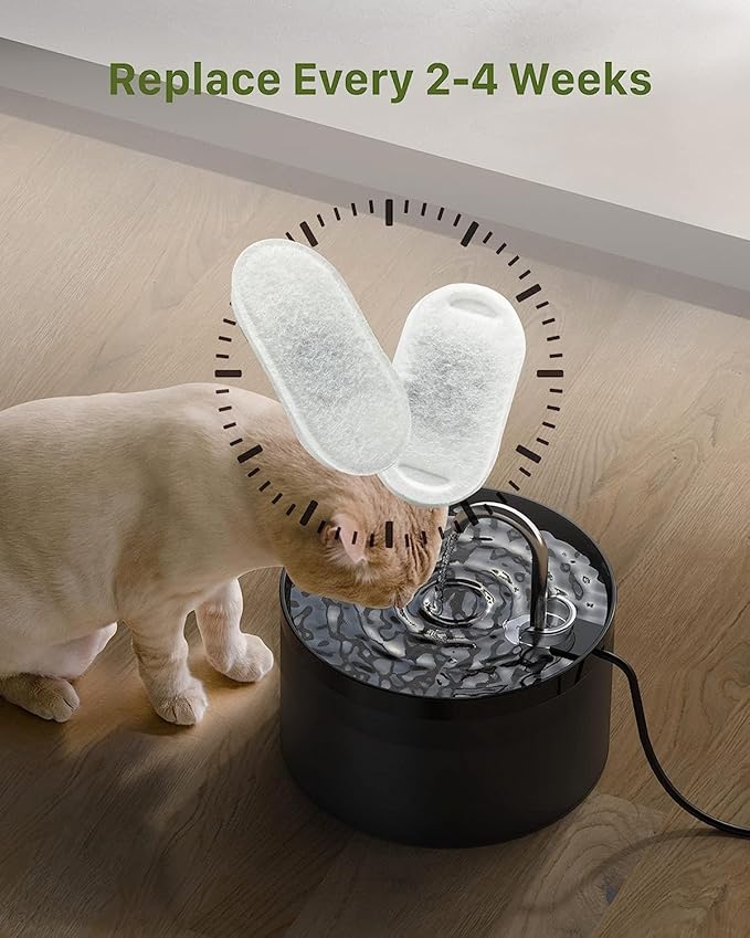 Pet Water Fountain Filter: 24 Cat Filters - 12 Pieces Filters + 12 Pieces Sponges for Cat Fountain - Cat Water Fountain Filter Replacement for Cat Water Fountain H1 (67oz/2L)