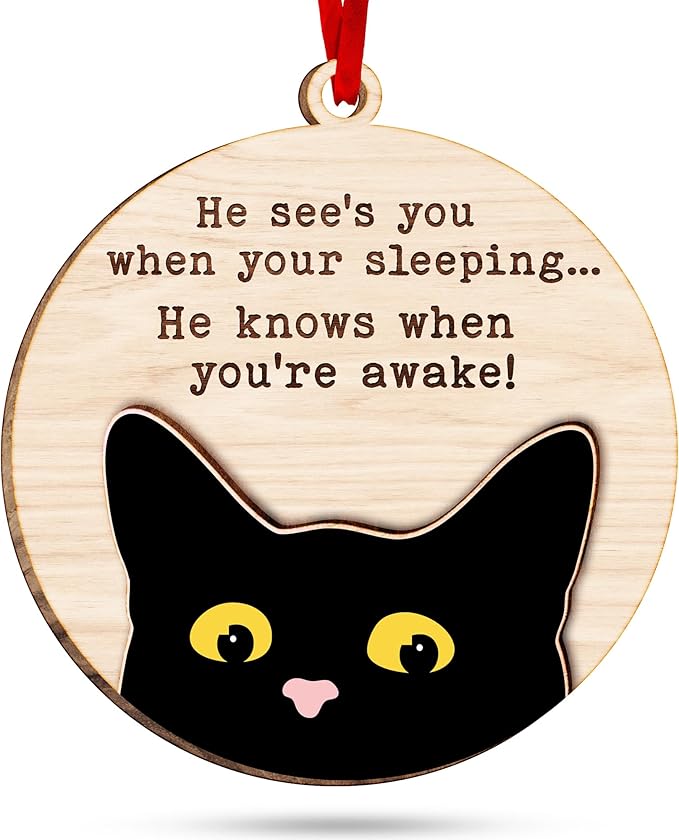 Black Cat Ornament - Black Cat Ornaments for Christmas Tree, for cat Lovers, Unique Funny Kitty Décors, Specialty 2025 Christmas Tree Ornaments, Ideal for Festivity