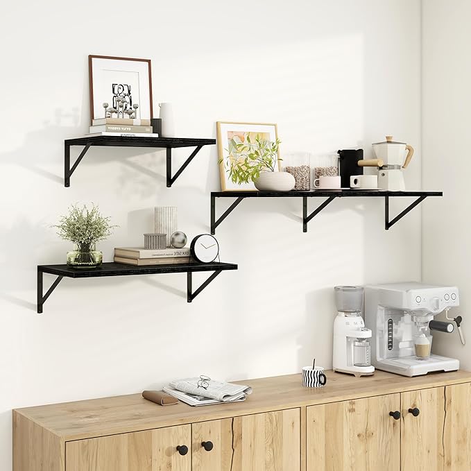Dreamland Deep Floating Wall Shelves, Black Shelf, Large Floating Shelf 12 * 24 inchSet of 2 Bathroom Wall Shelves Bookshelf for Living Room Bedroom Home Office