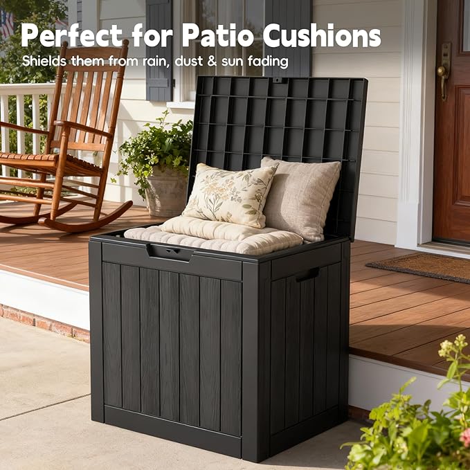 22 Gallon Outdoor Storage Box, Deck Box Waterproof, Resin Outside Storage, Storage Bin for Package Delivery, Patio Furniture Cushion, Pool Accessories, Weatherproof and UV Resistant