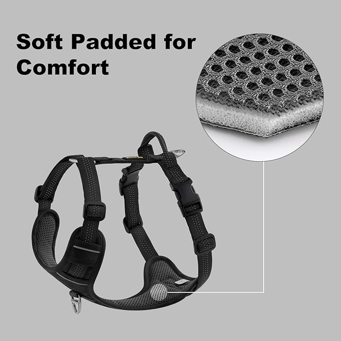 Plutus Pet No Pull Dog Harness, Reflective Adjustable Dog Vest Harness with Handle, Escape Proof, Soft Padded for Small Medium Large Dogs (Black, XS)