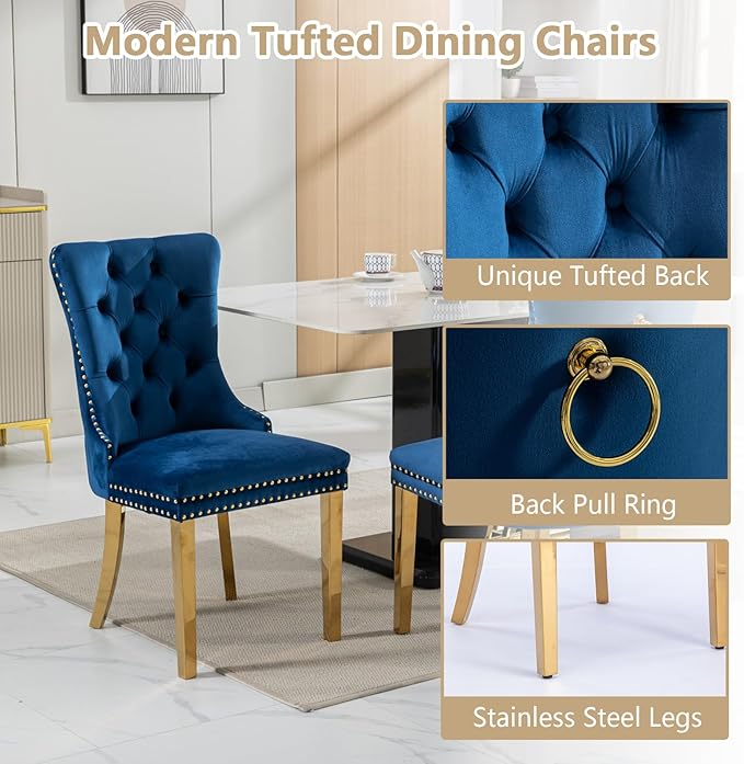 Goujxcy Faux Marble Dining Table Set for 4, Modern 5-Piece Dining Table Set with 4 Velvet Upholstered Chairs, 70" Large Long Faux Marble Kitchen Dining Room Table and Chairs with Stainless Steel Legs