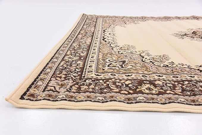 Unique Loom Reza Collection Traditional Persian Style Area Rug, Rectangular 7' 1" x 10' 0", Ivory/Brown