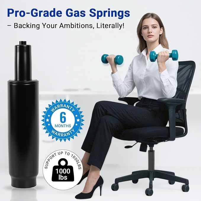 2.4" Office Chair Cylinder Replacement - Heavy Duty 1000lbs Class 4 Hydraulic Lift with Silent 360° Rotation, Universal Pneumatic Piston Fit for Sinking Desk/Gaming Chairs
