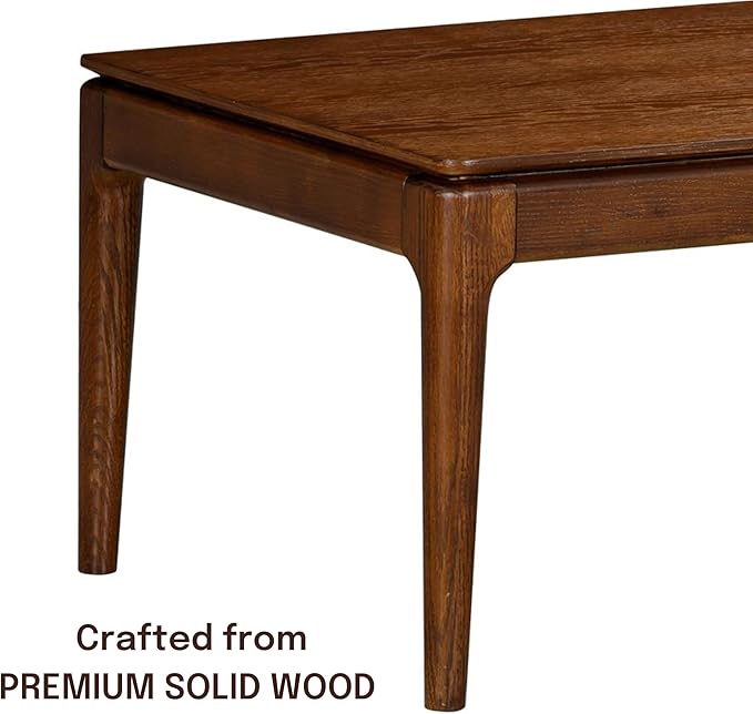 Mingle Modern Wooden Rectangle Coffee Table with Hidden Drawer – Waterproof & Heat Resistant, Dark Walnut