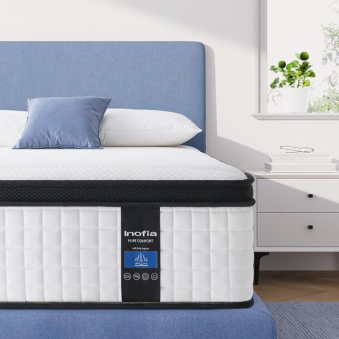 Inofia Full Size Mattress, 14 inch Hybrid Full Mattress in A Box,Ultra Comfort Memory Foam Layer, Medium Feels, Cooling Breathable Cover,Low Motion Transfer Supports for Any Sleep Position