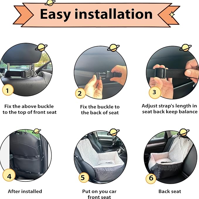 Car Seat Suitable for Small Dogs, Pet CarSeat with Storage and Clip-On Safety Tether, Fully Removable and Washable Dog Car Seat, Dogs Booster Seat Suitable Small Medium Dog