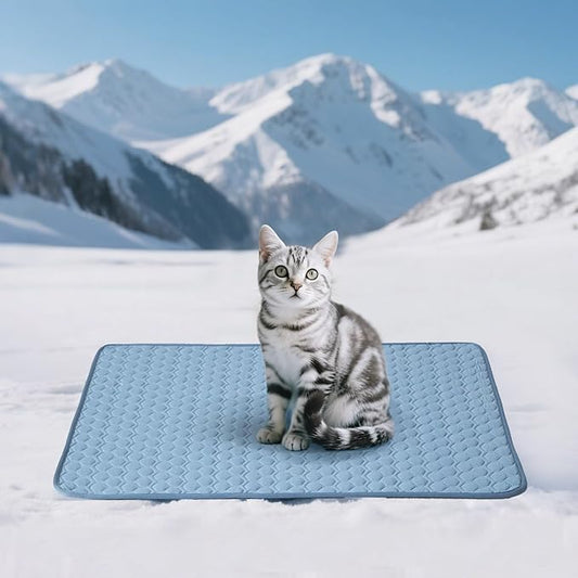 Soulbond Cooling Mat for Large Dogs - 25" x 35" Washable Cooling Mat for Cats, QMAX>0.3, Anti-Slip Bottom, Portable Summer Cool Puppy Bed Pad for Outdoor/Indoor/Cars/Travel Use, Ocean Blue