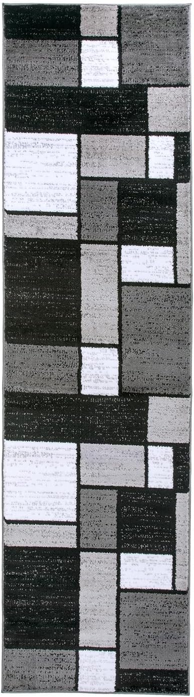 ugshop Contemporary Modern Boxes for Hallway,Living Room,Bedroom,Kitchen Non Shedding Runner Rug 2'7" x 6' Gray